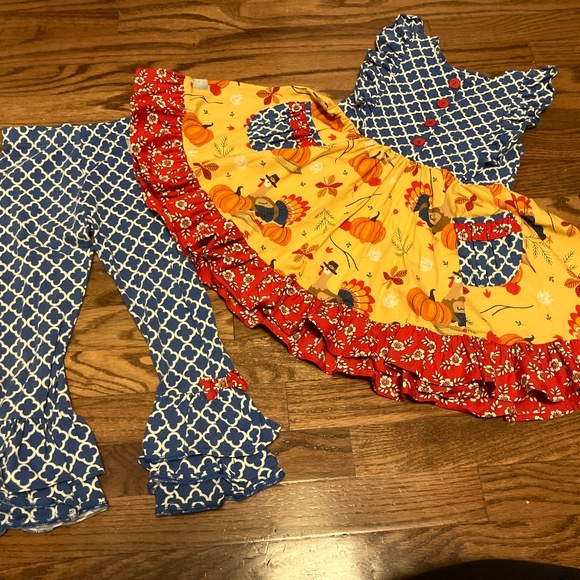 Girls Thanksgiving turkey dress. Fall dress. Eleanor Rose 4T. - Picture 1 of 7